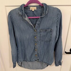 Cloth & Stone Anthropologie Chambray Button Down Shirt Small Tencel Lyocell